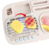 HKM-057683 Kids Kitchen Cooking Push Food Cart Play Set with Color Changing Features for Indoor BBQ Fun
