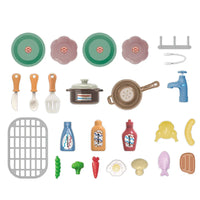 HKM-057683 Kids Kitchen Cooking Push Food Cart Play Set with Color Changing Features for Indoor BBQ Fun