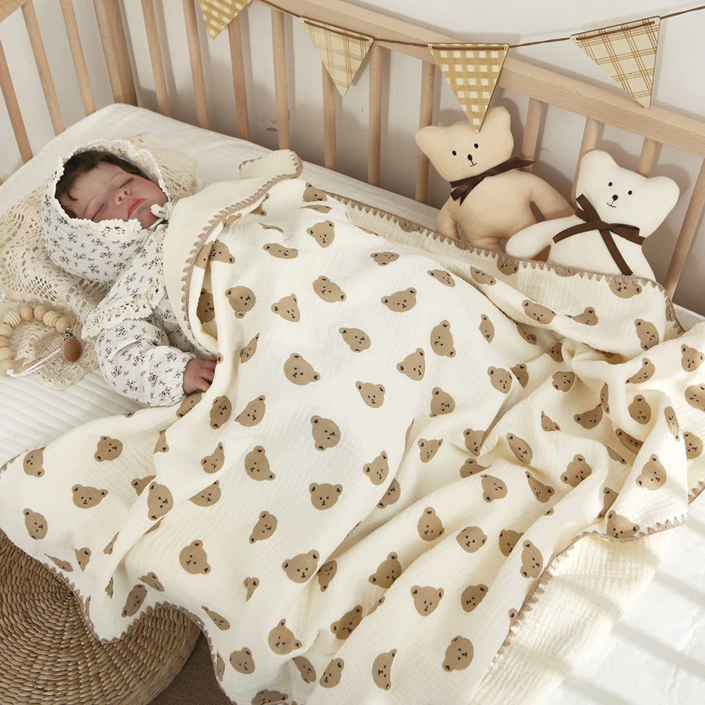 HKM-057747 4-Layer Cotton Gauze Bath Towel Blanket for Infants and Toddlers, Various Designs