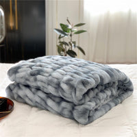 HKM-057747 Cozy Faux Fur Fleece Blanket for All Seasons in Bubble Rabbit Design