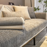 HKM-057811 Chenille Solid Color Sofa Cover in Stream-Light and Stream-Dark Gray, Modern Simplicity Design - 70x70 Size