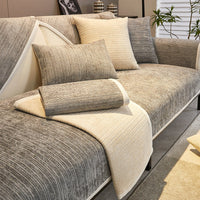 HKM-057811 Chenille Solid Color Sofa Cover in Stream-Light and Stream-Dark Gray, Modern Simplicity Design - 70x70 Size