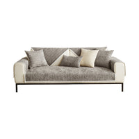 HKM-057811 Chenille Solid Color Sofa Cover in Stream-Light and Stream-Dark Gray, Modern Simplicity Design - 70x70 Size