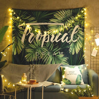 HKM-058131 Machine Washable Non-Woven Fabric Tapestry Wall Covering - Green Bottom Banana Leaf Design (95*73cm & 150*130cm)