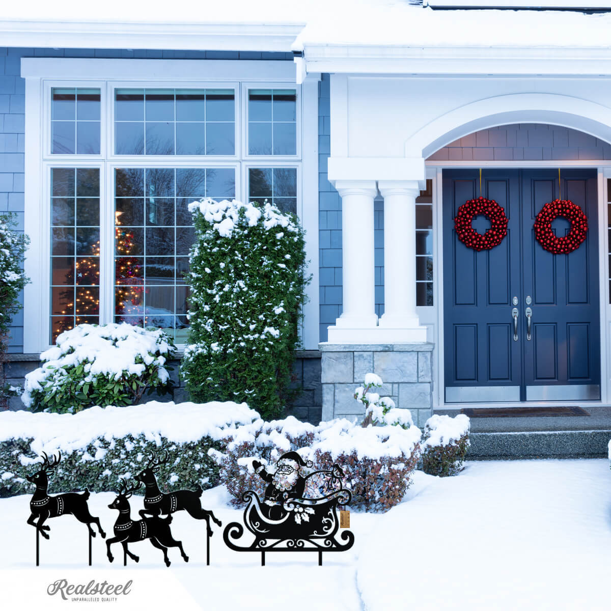 HKM-058195 Outdoor Metal Silhouette Art for Garden Decoration - Christmas Theme Ornaments