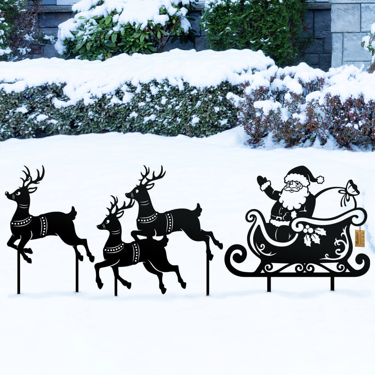 HKM-058195 Outdoor Metal Silhouette Art for Garden Decoration - Christmas Theme Ornaments