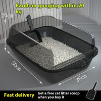 HKM-058259 Splash-proof Semi-closed Cat Litter Box with Free Cat Litter Scoop