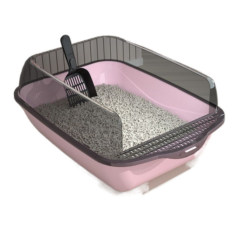 HKM-058259 Splash-proof Semi-closed Cat Litter Box with Free Cat Litter Scoop