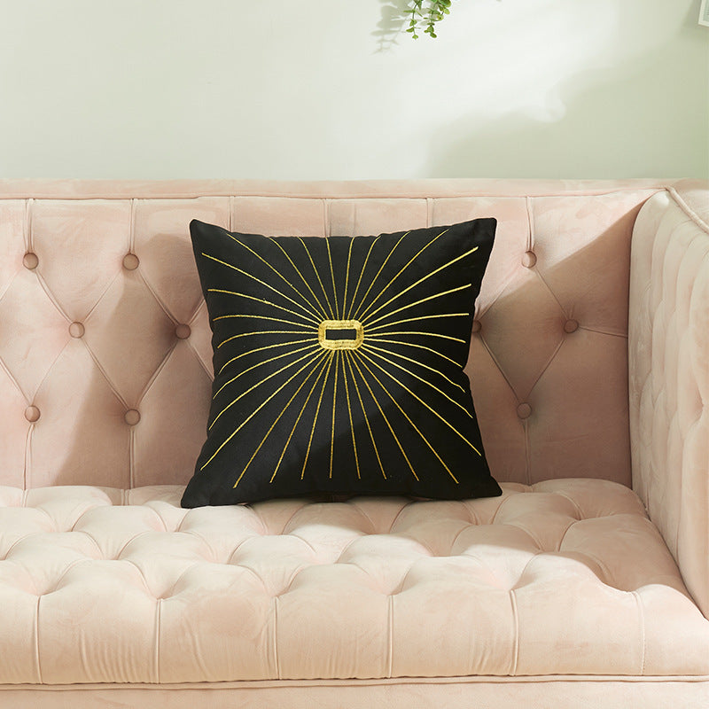 HKM-058387 Netherlands Velvet Gold Thread Embroidery Pillow Cover - 45x45cm in Multiple Colors