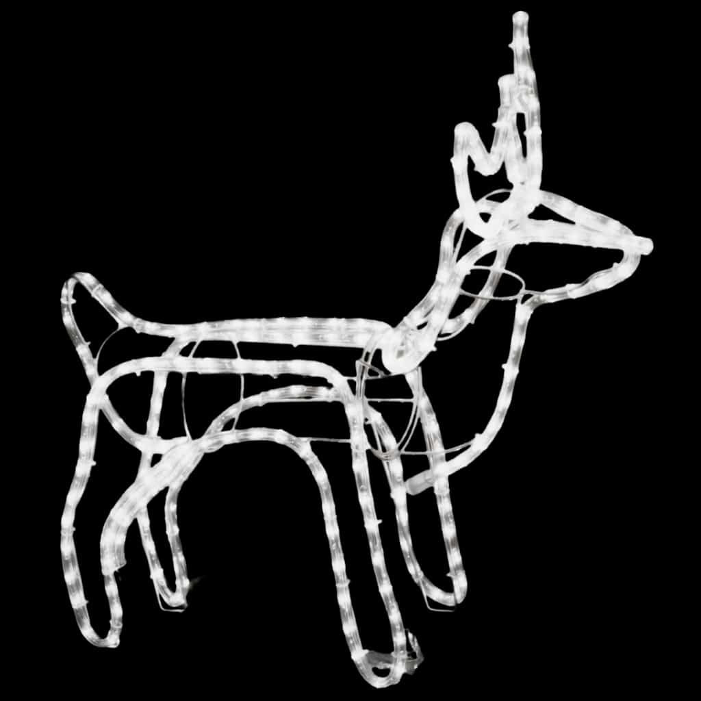 HKM-058387 Warm White LED Reindeer Silhouette Christmas Light – 60x30x60 cm, 120 LEDs, Steel and PVC, IP44