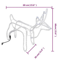 HKM-058387 Warm White LED Reindeer Silhouette Christmas Light – 60x30x60 cm, 120 LEDs, Steel and PVC, IP44