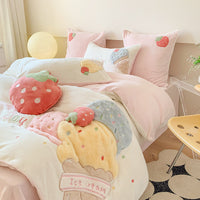 HKM-058579 Cartoon Anime Milk Fiber Four-Piece Bedding Set with Embroidery