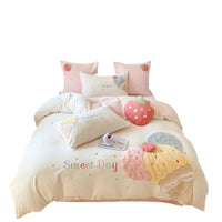 HKM-058579 Cartoon Anime Milk Fiber Four-Piece Bedding Set with Embroidery