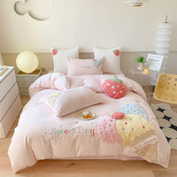 HKM-058579 Cartoon Anime Milk Fiber Four-Piece Bedding Set with Embroidery