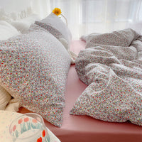 HKM-058579 Floral Print Cotton Bedding Set in Various Sizes with Pillowcases and Quilt Covers
