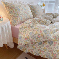 HKM-058579 Floral Print Cotton Bedding Set in Various Sizes with Pillowcases and Quilt Covers
