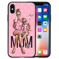 HKM-058835 Trendy Mother and Baby TPU Phone Case with Lettered Designs in Solid Colors