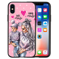 HKM-058835 Trendy Mother and Baby TPU Phone Case with Lettered Designs in Solid Colors