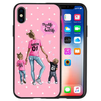 HKM-058835 Trendy Mother and Baby TPU Phone Case with Lettered Designs in Solid Colors