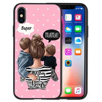 HKM-058835 Trendy Mother and Baby TPU Phone Case with Lettered Designs in Solid Colors
