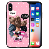 HKM-058835 Trendy Mother and Baby TPU Phone Case with Lettered Designs in Solid Colors