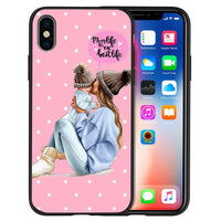 HKM-058835 Trendy Mother and Baby TPU Phone Case with Lettered Designs in Solid Colors