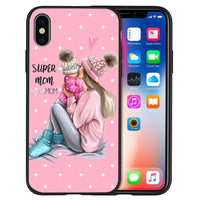 HKM-058835 Trendy Mother and Baby TPU Phone Case with Lettered Designs in Solid Colors