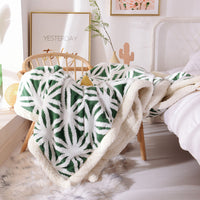 HKM-058899 Thickened Jacquard Blanket in Glacier Blue, Rimini Red, Chablis Green, Beautiful Yellow, Olive Green, Deep Sea Blue - 100% Polyester, Simple Modern Design, Multiple Sizes Available