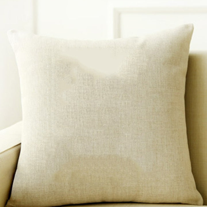 HKM-059027 Cotton Linen Blend Decorative Pillow Cover - 17.7"x17.7" Cushion Cover, Front Printed, Machine Washable