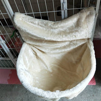 HKM-059091 Warm Iron Frame Cat Hammock - Cozy Fleece Bed for Cats in Gray, Beige, White, or Black
