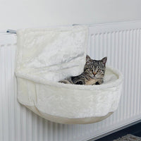 HKM-059091 Warm Iron Frame Cat Hammock - Cozy Fleece Bed for Cats in Gray, Beige, White, or Black