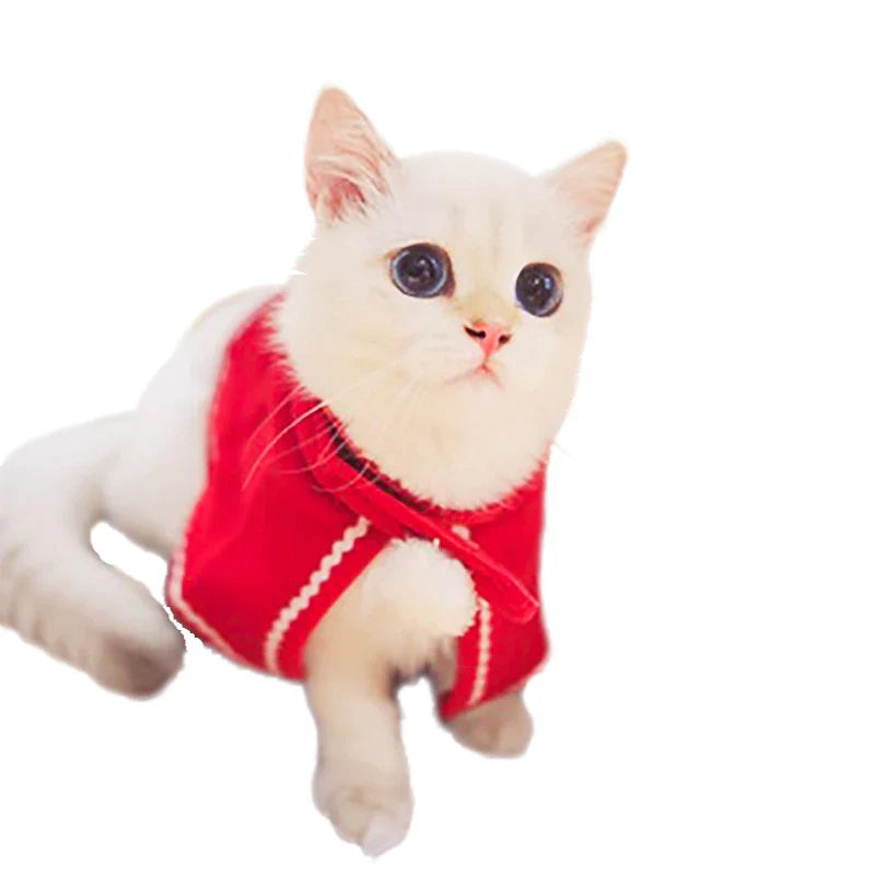 HKM-059155 Festive Fleece Pet Costume Set for Cats and Dogs - Christmas Cape, Hat, and Bib