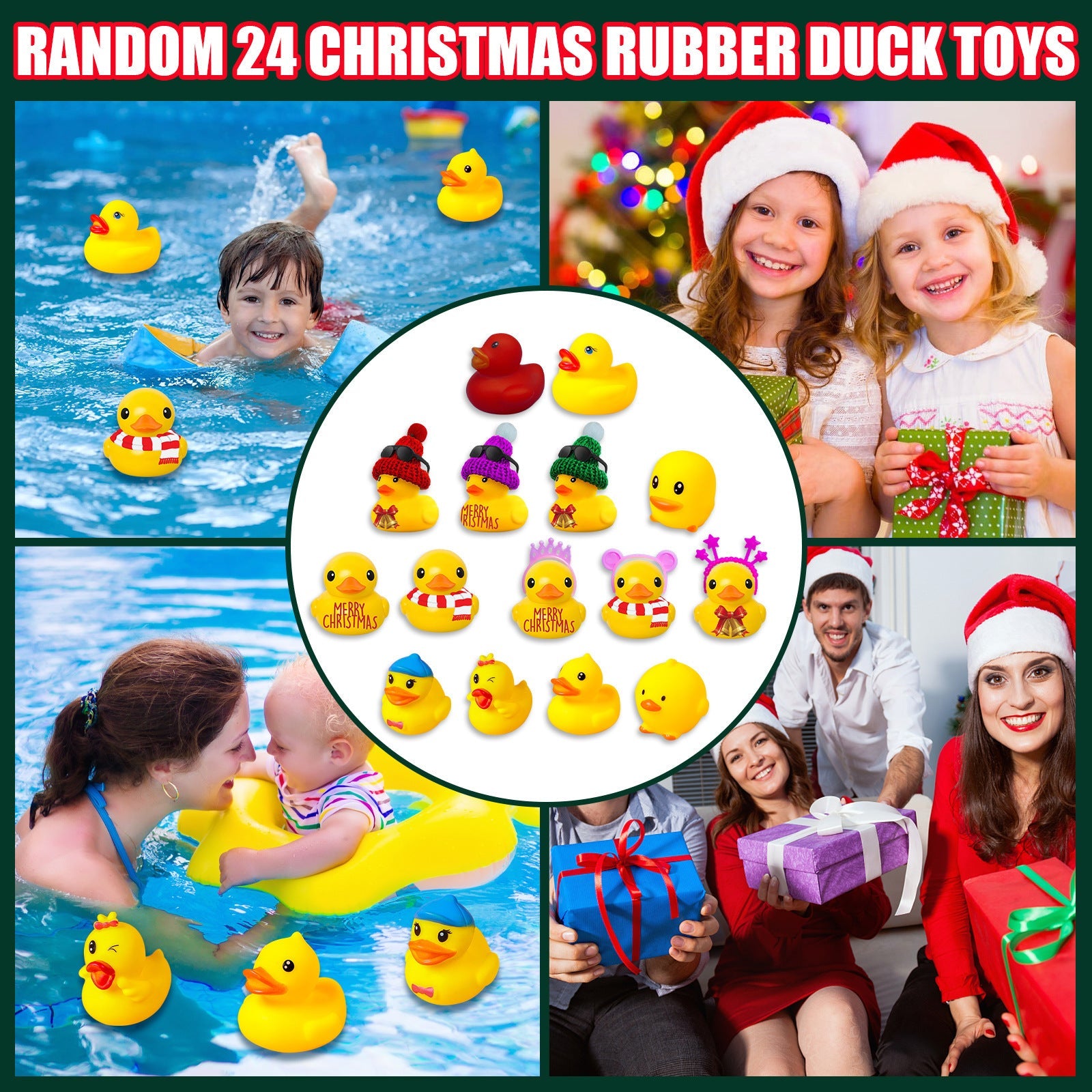 HKM-059347 24-Day Rubber Duck Countdown Advent Calendar – Fun Bath Toy for Kids and Christmas Celebration