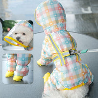 HKM-059347 Dog Raincoat with Chest and Back Integration - Waterproof Four-Leg Styles in Various Colors