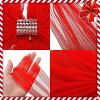 HKM-059539 Elegant Red Organza Christmas Door Bow Set - Double-Layer, 60x80CM with Easy-Use Pins