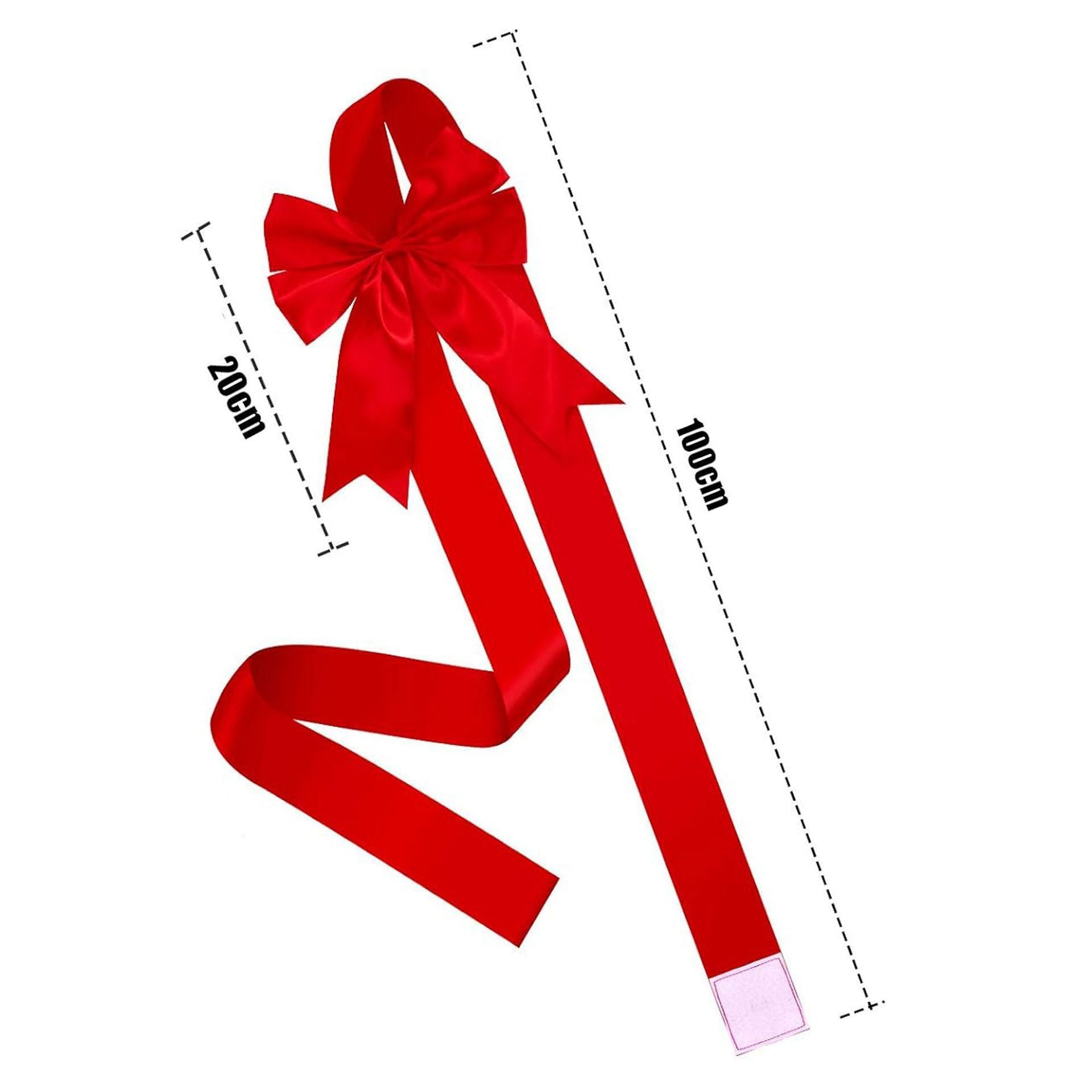 HKM-059539 Elegant Red Organza Christmas Door Bow Set - Double-Layer, 60x80CM with Easy-Use Pins