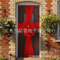 HKM-059539 Elegant Red Organza Christmas Door Bow Set - Double-Layer, 60x80CM with Easy-Use Pins