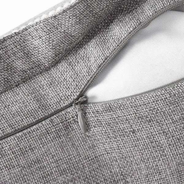 HKM-059539 Retro Linen Trimmed Pillowcases Set - Grey, 20X20 Inches, Machine Washable, 2 Pieces