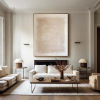 HKM-059667 Handmade Abstract Oil Painting on Canvas - Minimalist Wabi-Sabi Wall Art for Home Decor