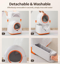 HKM-059731 60L Self-Cleaning Cat Litter Box with Smart App Control and Odor Elimination System