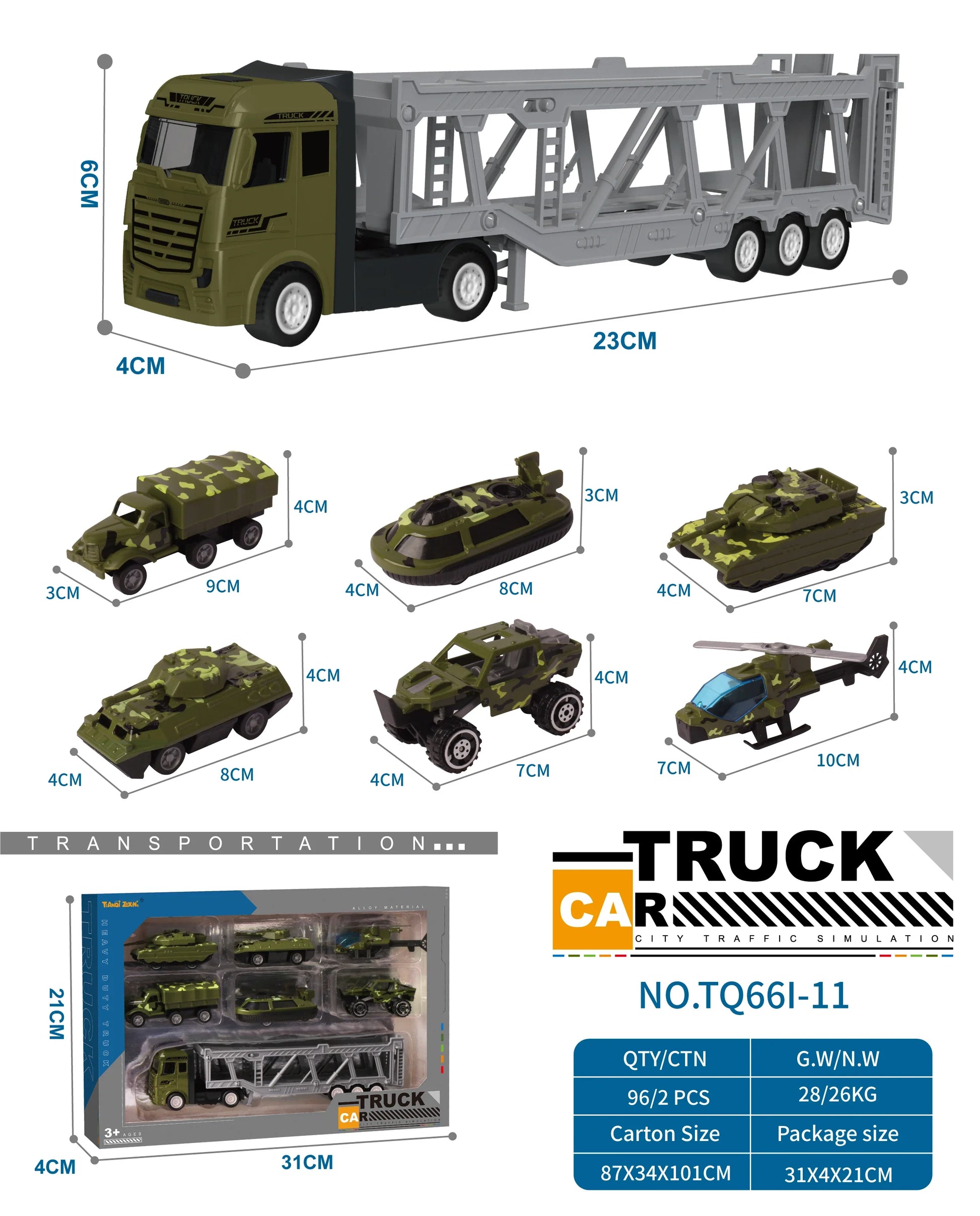 HKM-059987 1/43 Scale Diecast Container Truck Model - Alloy Construction for Kids