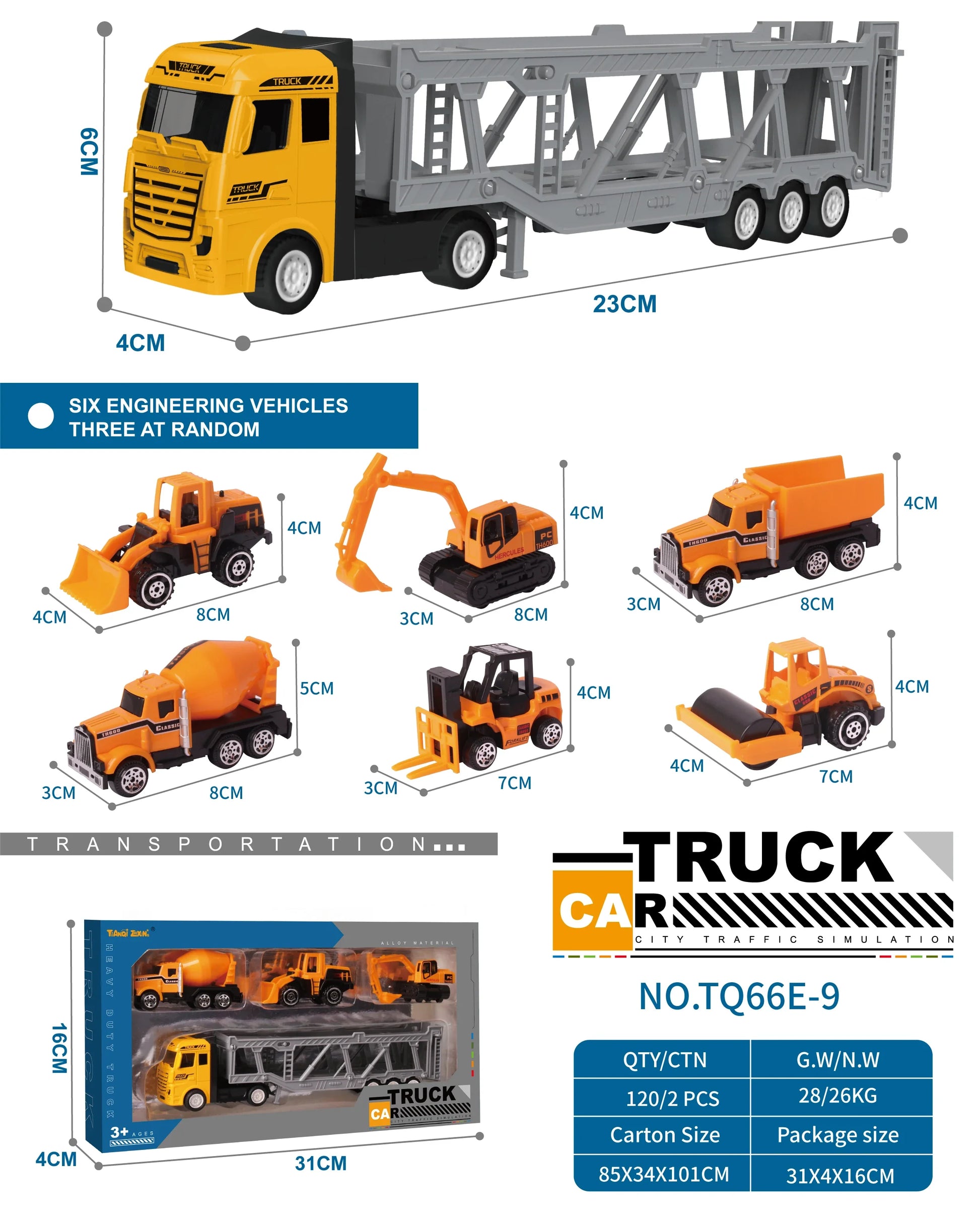 HKM-059987 1/43 Scale Diecast Container Truck Model - Alloy Construction for Kids