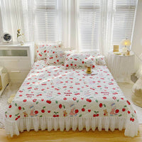 HKM-060051 Three-Piece Floral Cotton Lace Embroidery Quilted Bed Cover Set