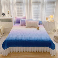 HKM-060051 Three-Piece Floral Cotton Lace Embroidery Quilted Bed Cover Set