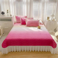 HKM-060051 Three-Piece Floral Cotton Lace Embroidery Quilted Bed Cover Set