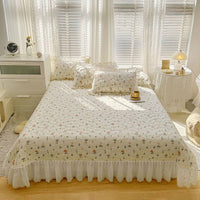 HKM-060051 Three-Piece Floral Cotton Lace Embroidery Quilted Bed Cover Set