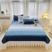 HKM-060051 Three-Piece Floral Cotton Lace Embroidery Quilted Bed Cover Set