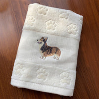 HKM-060307 Cotton Dog Embroidery Water Absorbent Towel, Soft and Comfortable 62cm x 40cm