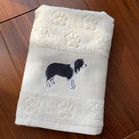 HKM-060307 Cotton Dog Embroidery Water Absorbent Towel, Soft and Comfortable 62cm x 40cm