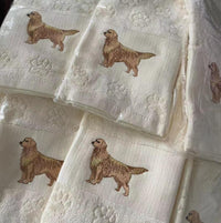 HKM-060307 Cotton Dog Embroidery Water Absorbent Towel, Soft and Comfortable 62cm x 40cm